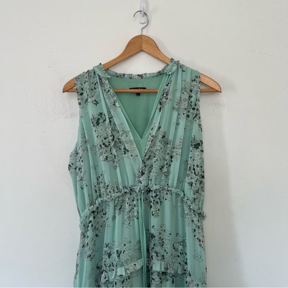 Massimo Dutti Mint Green Floral Maxi Dress 6 Boho Tiered Sleeveless Cottagecore - Picture 11 of 15